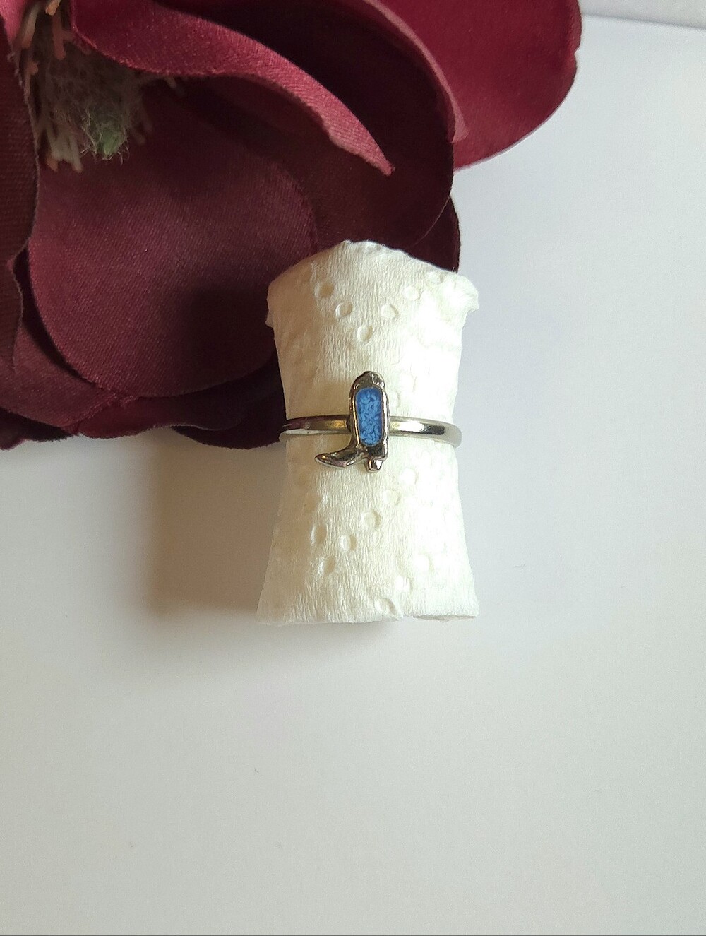 Vintage Turquoise Chip Cowboy Western Boot Ring Size 6